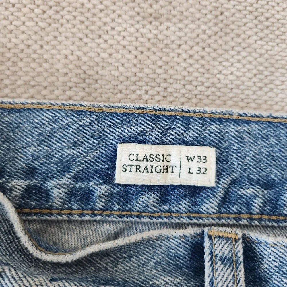 J.Crew 33X32 Rigid Light‎ Wash Classic Straight Jeans NWT
